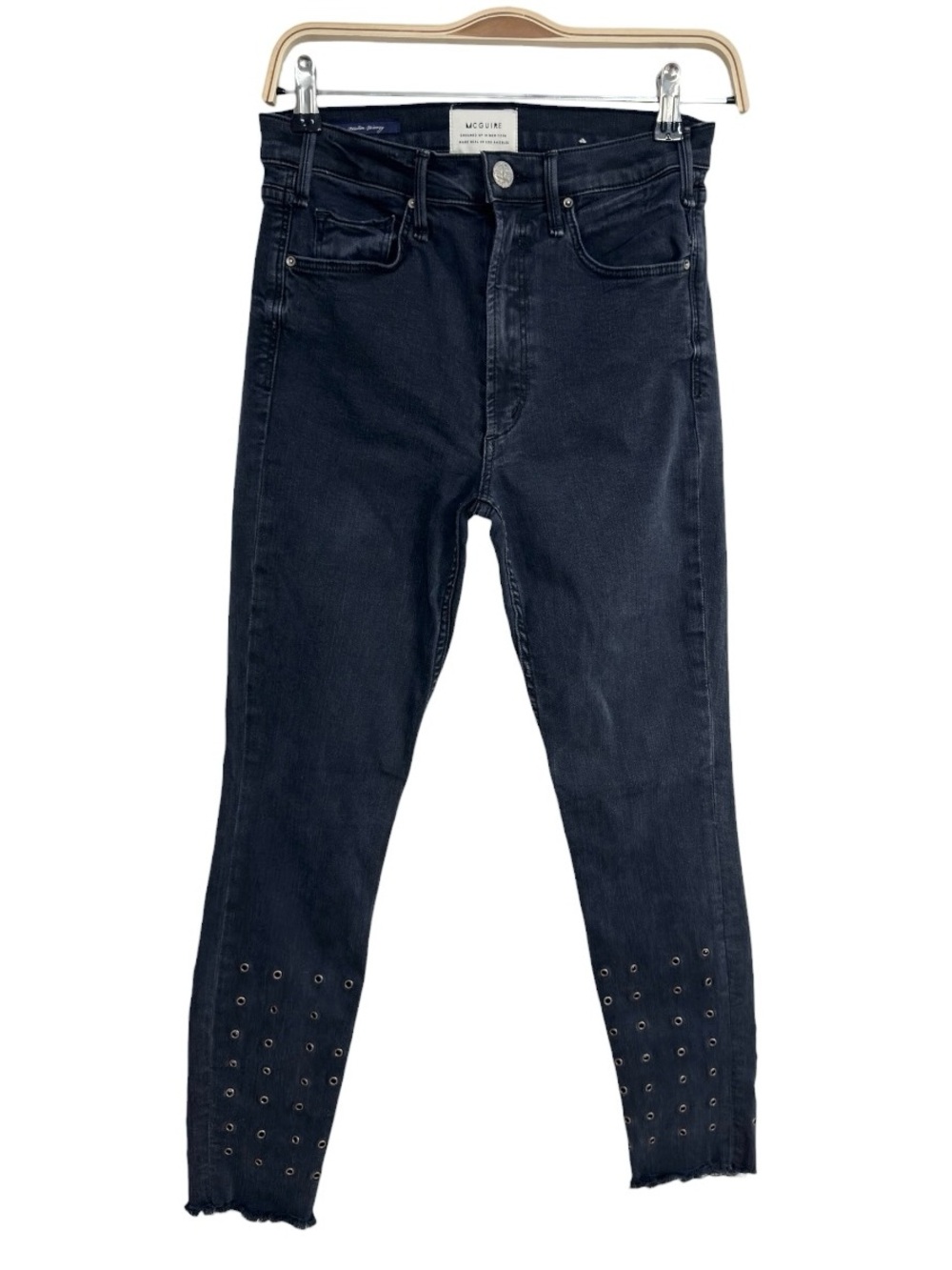 McGuire Newton Skinny Jeans Women’s Size US 28 Black Wash Grommet Ankle Denim